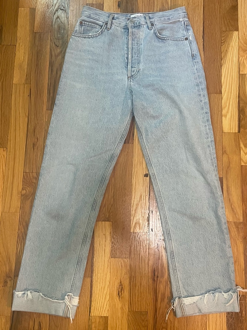 Agolde 90's Pinch Waist High Rise Straight Jeans in Imitate Wash 26 - Picture 3 of 7